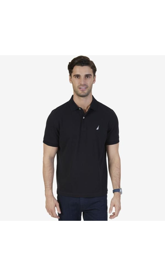 Nautica Polo de piqué de algodón sólido de Manga Corta para Hombre