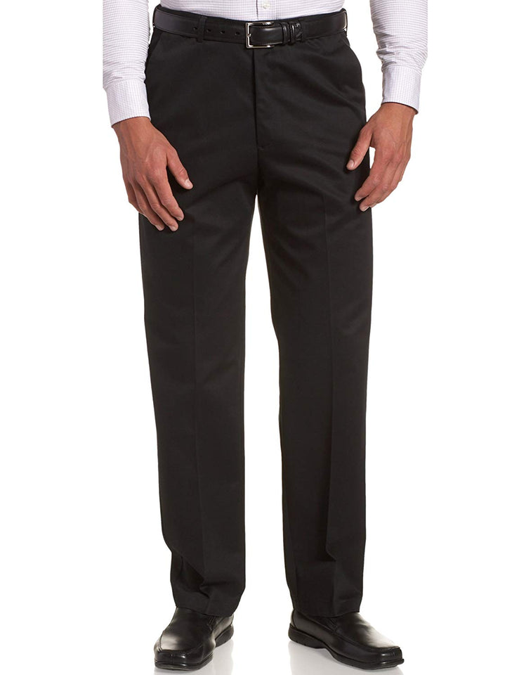 Haggar Pantalones de Trabajo para Hombre con Cintura expandible Oculta para Fin de Semana, sin Plancha, Parte Delantera Lisa